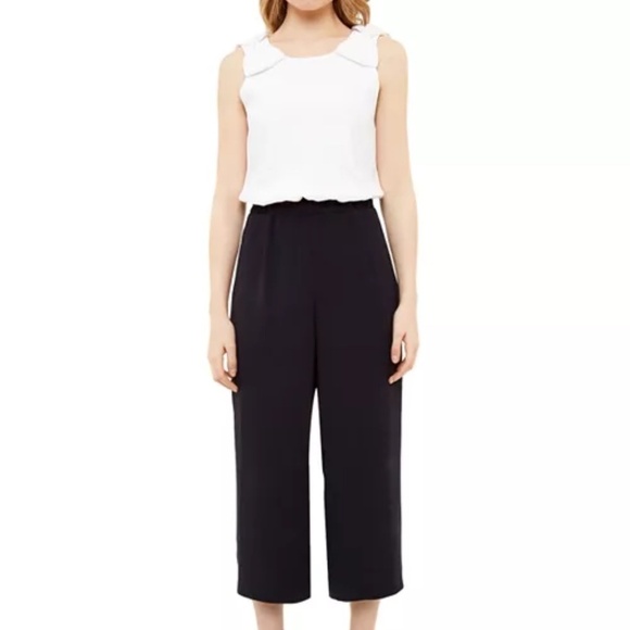 Ted Baker Black White Eloweez Bow Shoulder Culotte Jumpsuit - Ted Sz 2 (US 4-6) - Picture 1 of 16